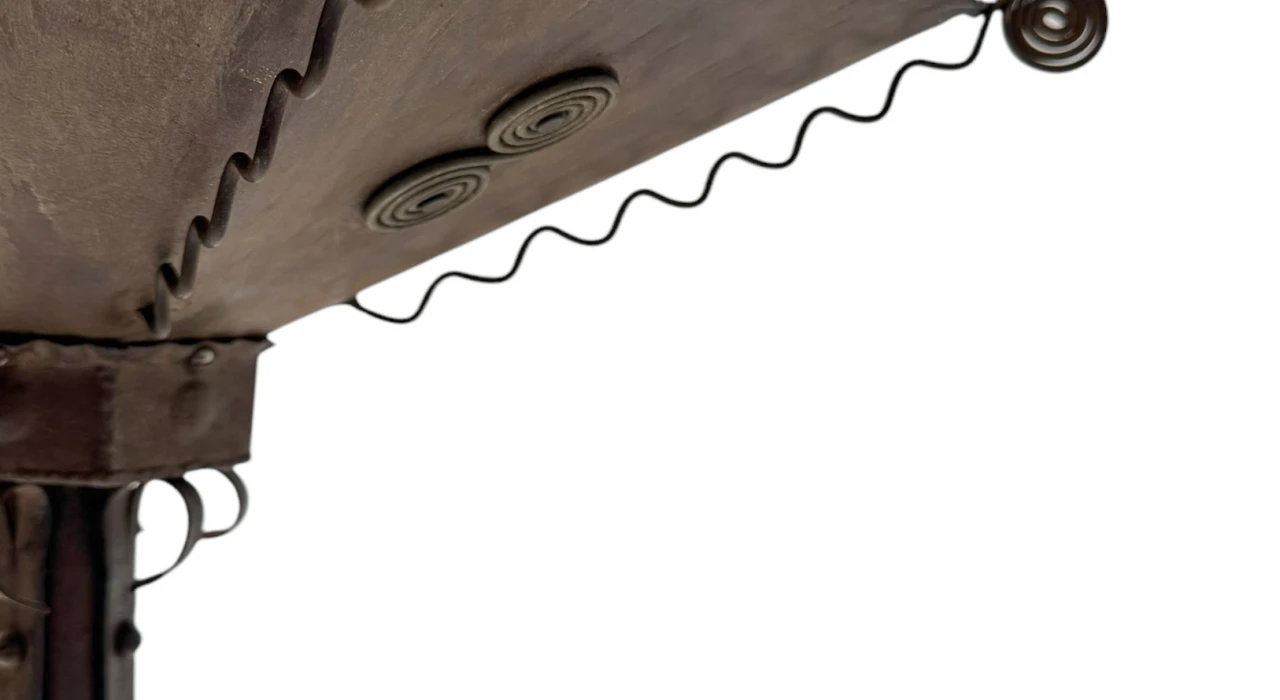 Art Deco Patinated Wrought Iron Floor Lamp, 1930s